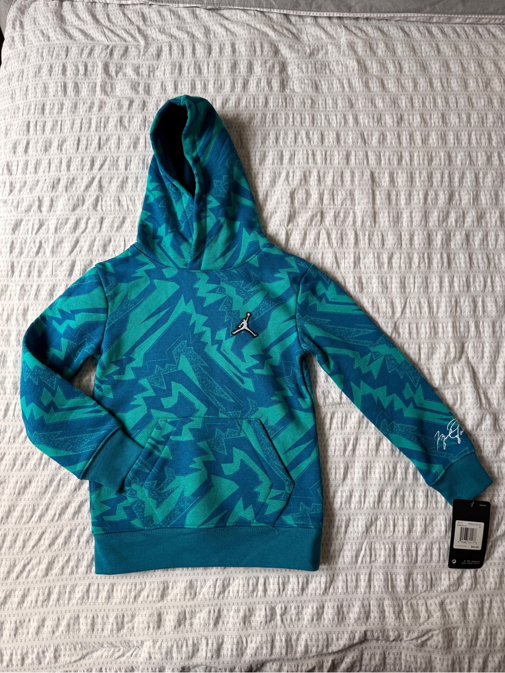 Jordan Teal & Aqua Lightning-Print Pullover Hoodie